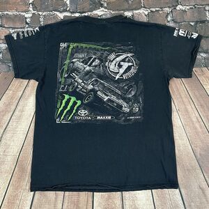 Vintage Monster Energy Mens Large Johnny G Motorsports Graphic Y2K Black T-Shirt